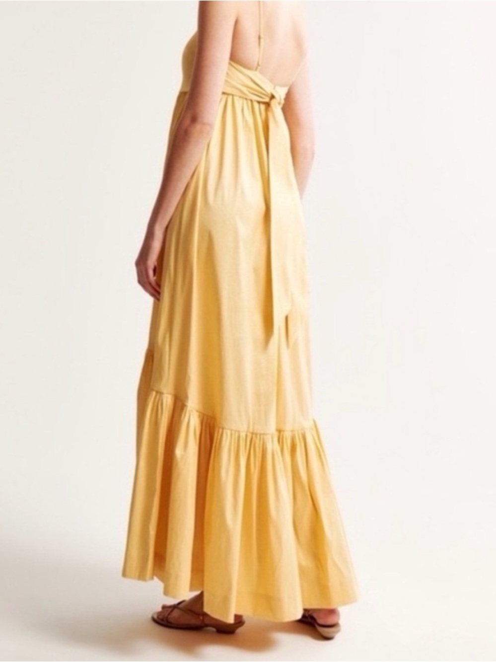 Abercrombie & Fitch Drama Bow-Back Taffeta Maxi Dress - Sunny Yellow - Size M - Picture 2 of 2